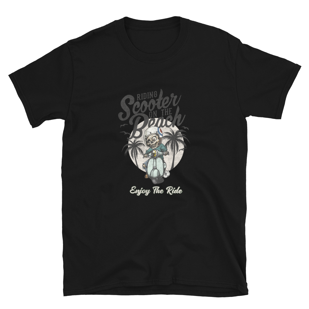 Riding Scooter on the Beach T-Shirt