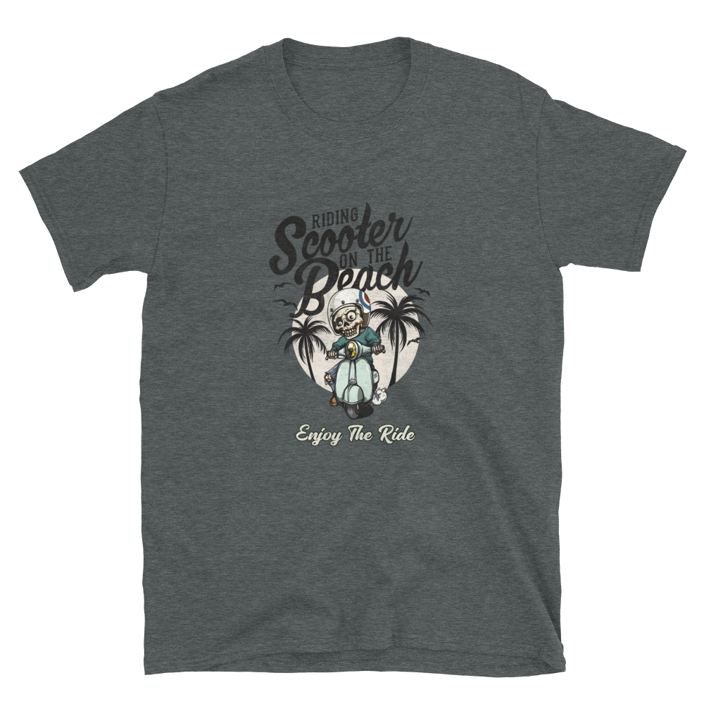 Riding Scooter on the Beach T-Shirt