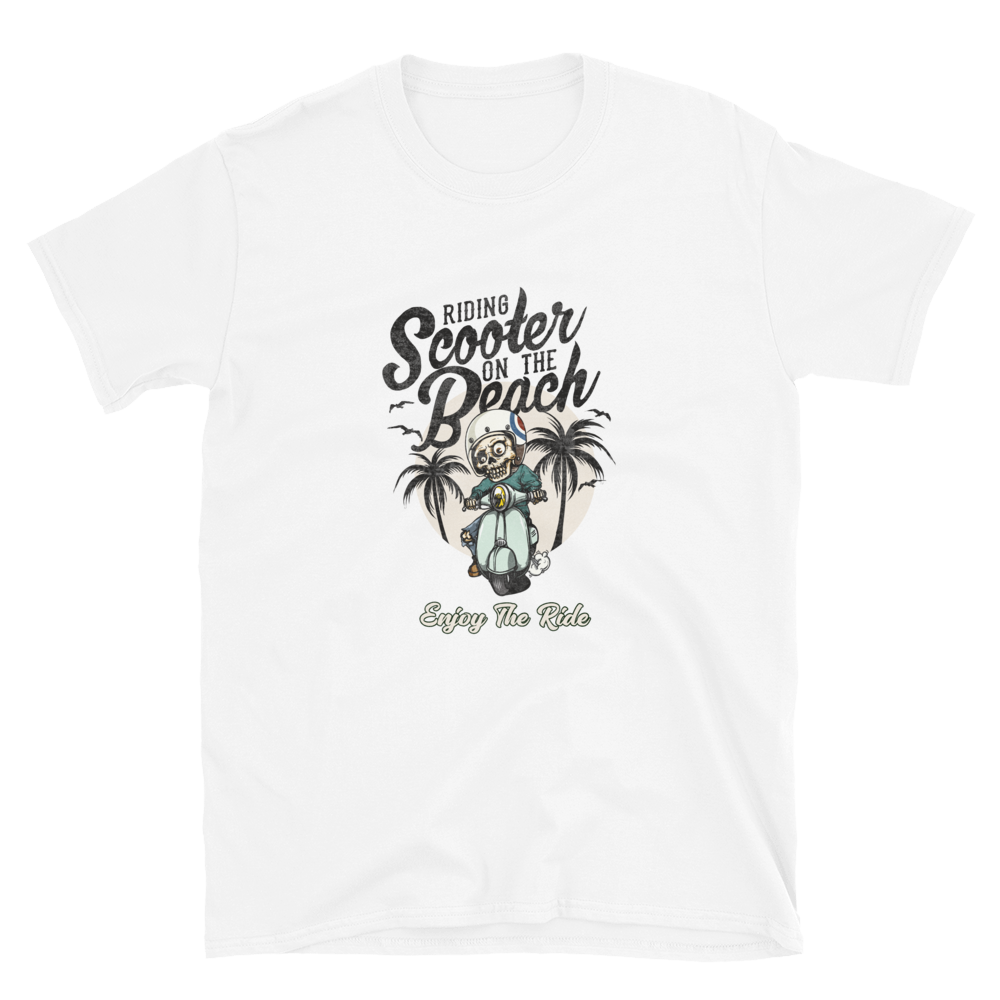 Riding Scooter on the Beach T-Shirt