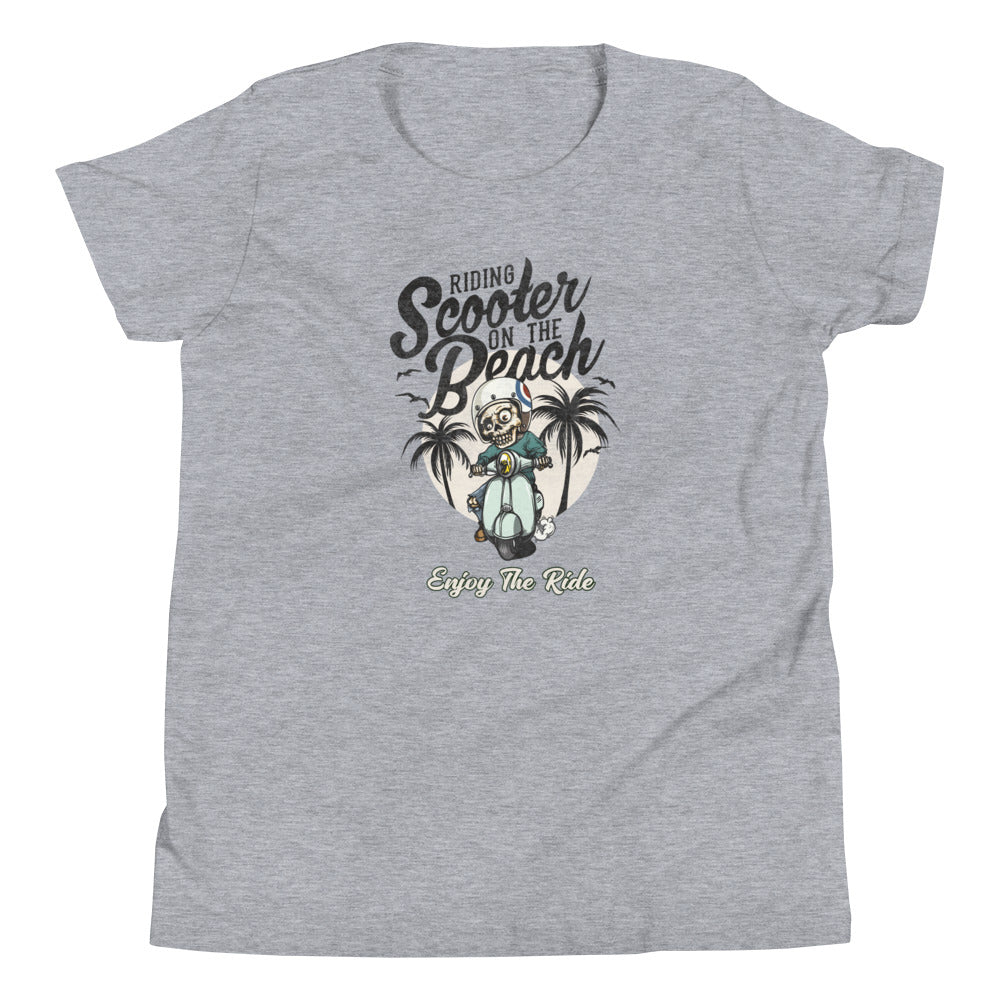 Riding Scooter on the beach youth T-Shirt
