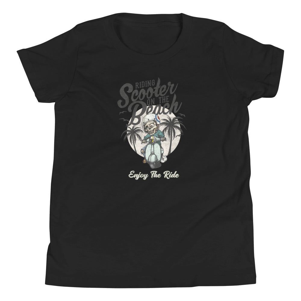 Riding Scooter on the beach youth T-Shirt