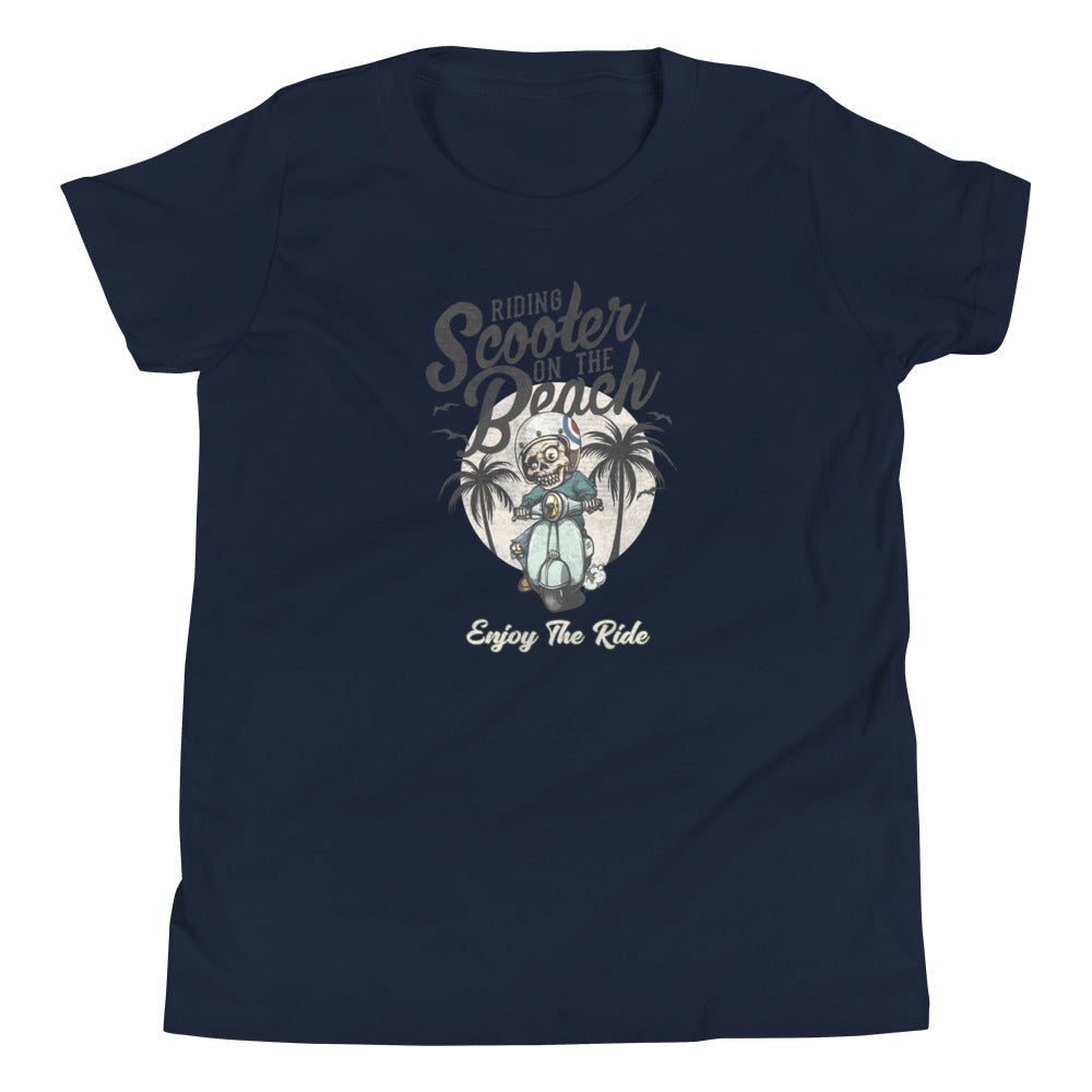 Riding Scooter on the beach youth T-Shirt