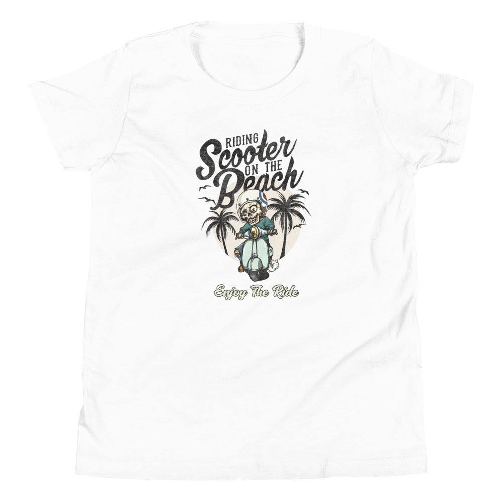 Riding Scooter on the beach youth T-Shirt