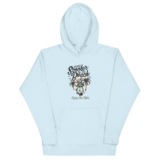 Riding Scooter On The Beach Hoodie