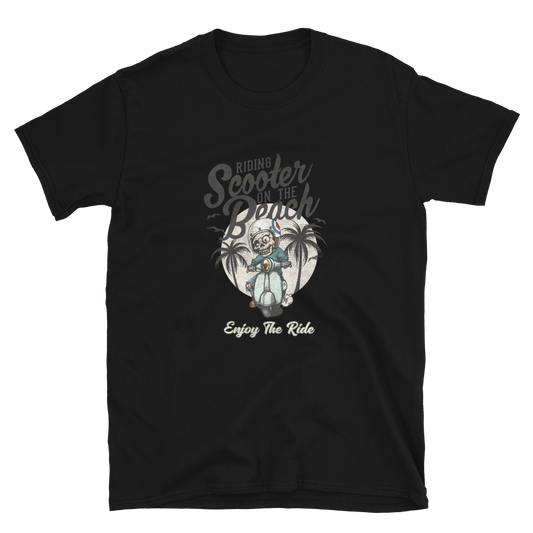 Riding Scooter on the Beach T-Shirt