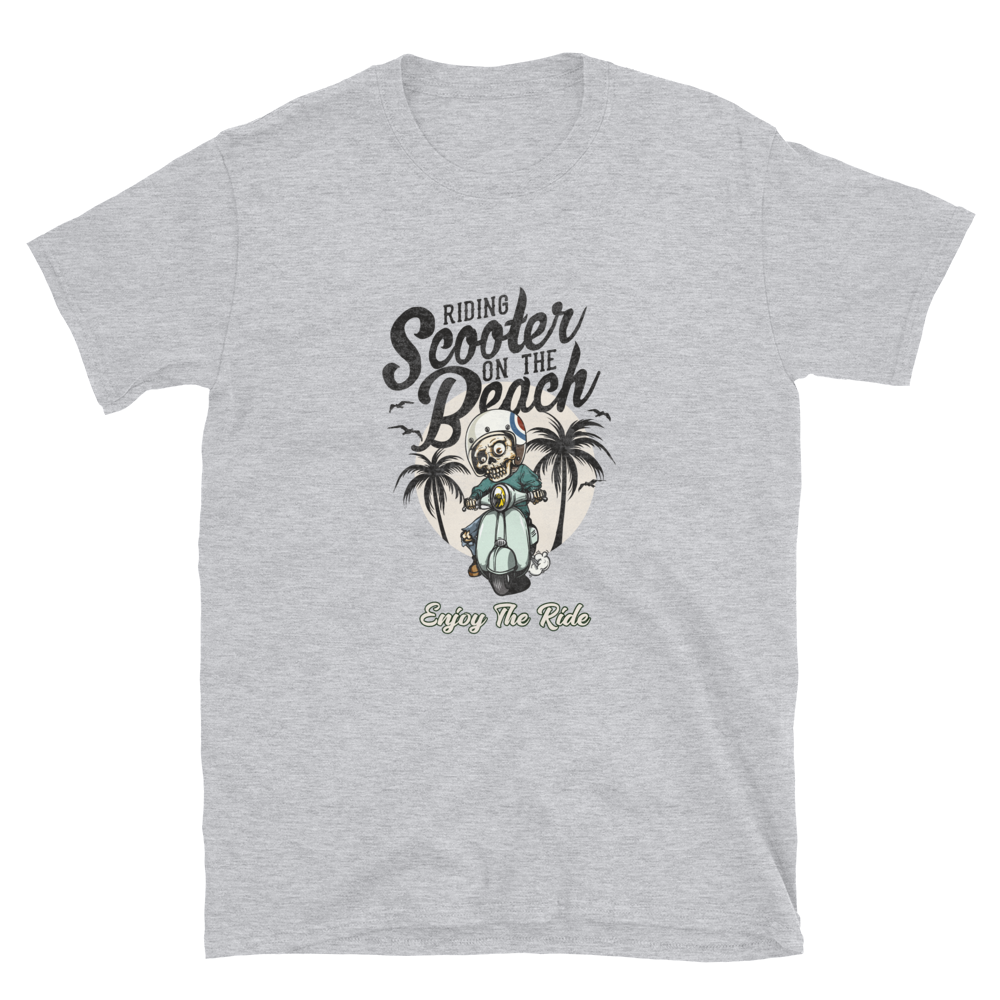 Riding Scooter on the Beach T-Shirt