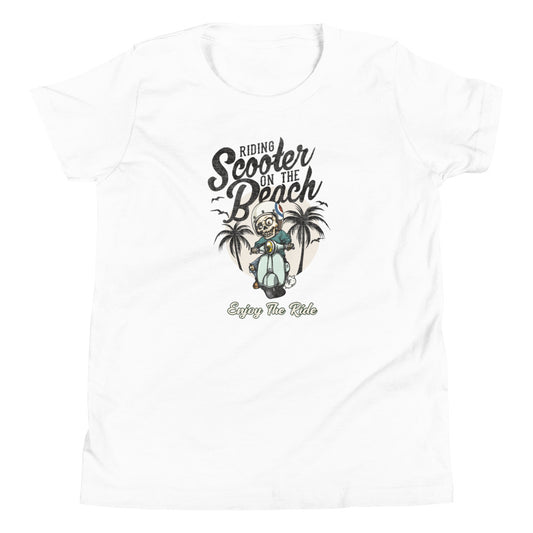 Riding Scooter on the beach youth T-Shirt